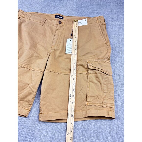 Mens Express Classic Fit Stretch Cargo Shorts 10" Inseam Size 40 Tan - Picture 5 of 12